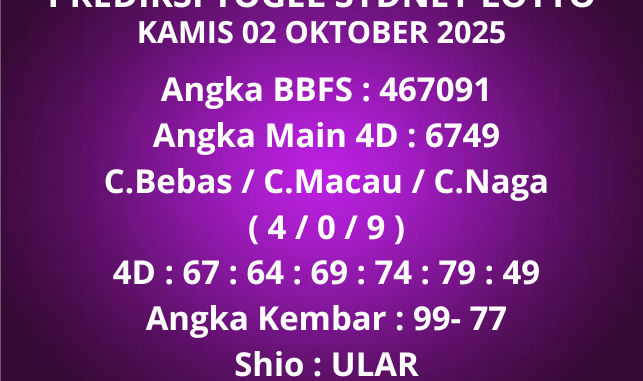 Prediksi Togel Sydney Lotto Prediksi Togel Sydney Lotto
