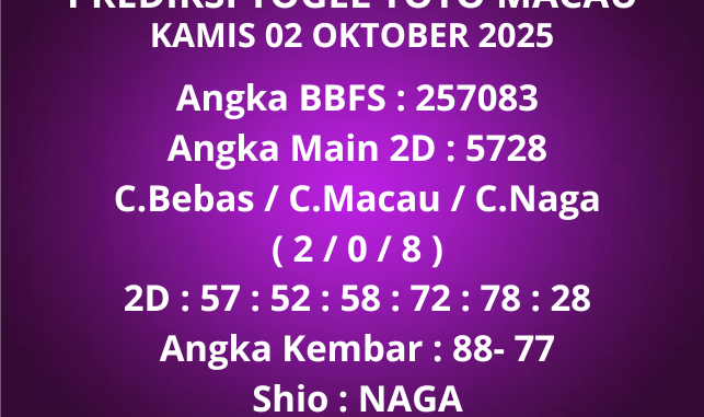 Prediksi Togel Toto Macau