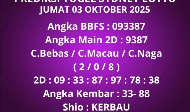 Prediksi Togel Sydney Lotto