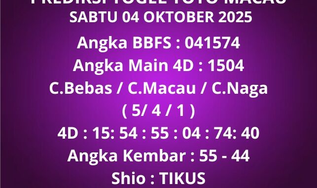 Prediksi Togel Toto Macau Prediksi Togel Toto Macau
