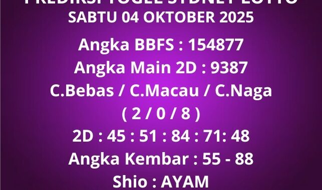 Prediksi Togel Sydney Lotto