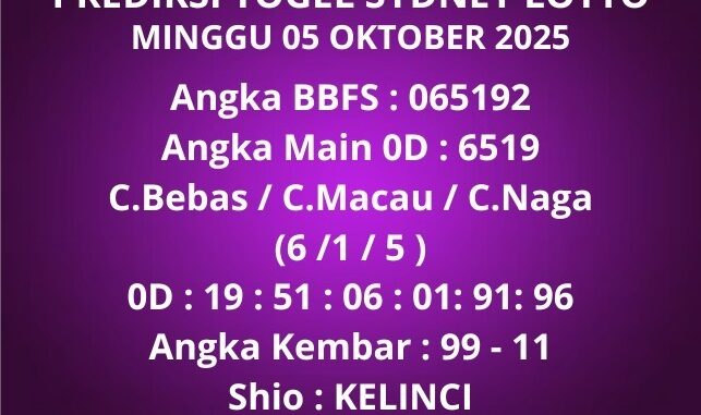 Prediksi Togel Sydney Lotto