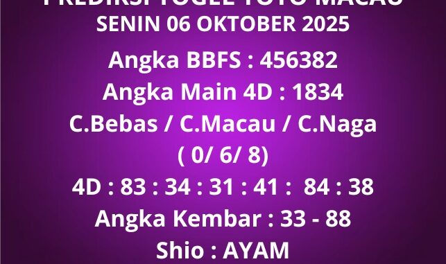 Prediksi Togel Toto Macau