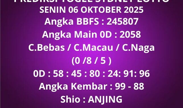 Prediksi Togel Sydney Lotto