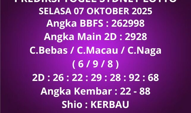 Prediksi Togel Sydney Lotto