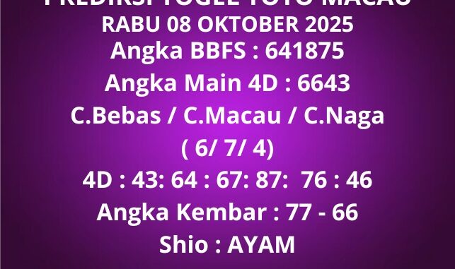 Prediksi Togel Toto Macau