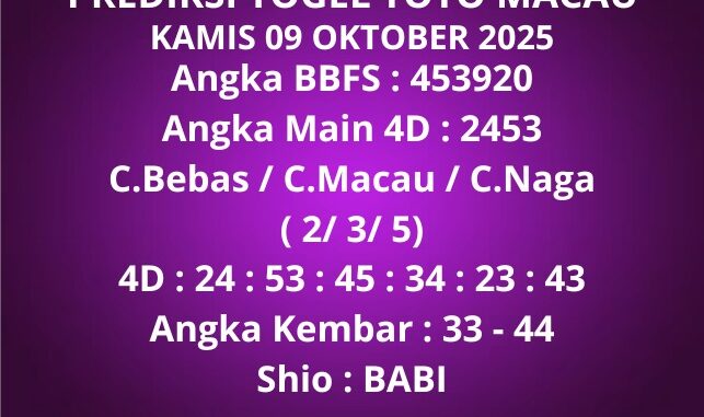 Prediksi Togel Toto Macau