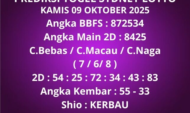 Prediksi Togel Sydney Lotto