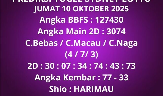 Prediksi Togel Sydney Lotto