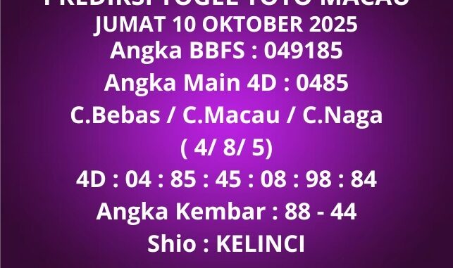 Prediksi Togel Toto Macau