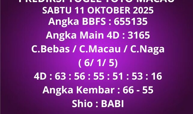 Prediksi Togel Toto Macau
