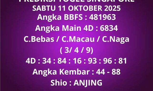 Prediksi Togel Singapore Prediksi Togel Singapore