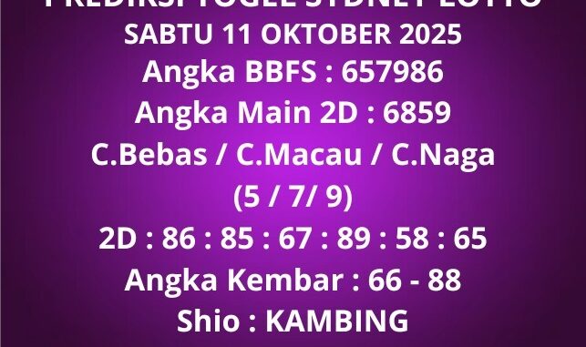 Prediksi Togel Sydney Lotto