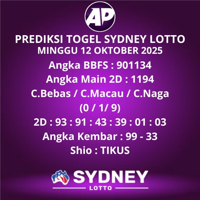 Prediksi Togel Sydney Lotto