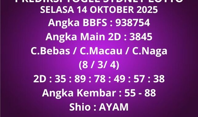 Prediksi Togel Sydney Lotto