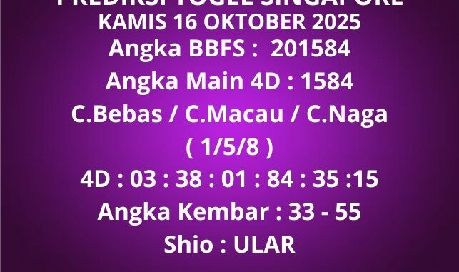 Prediksi Togel Singapore Prediksi Togel Singapore