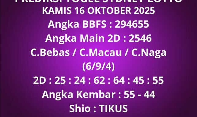 Prediksi Togel Sydney Lotto Prediksi Togel Sydney Lotto