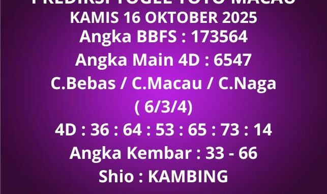 Prediksi Togel Toto Macau Prediksi Togel Toto Macau