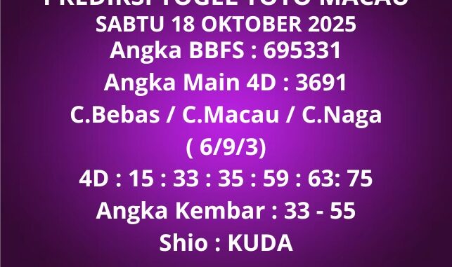 Prediksi Togel Toto Macau