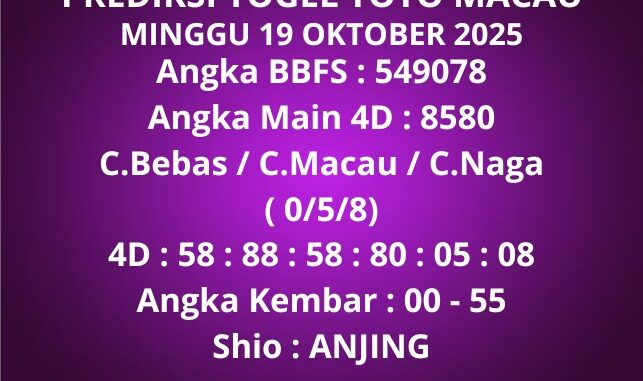 Prediksi Togel Toto Macau Prediksi Togel Toto Macau