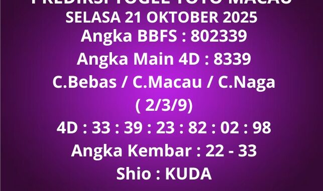 Prediksi Togel Toto Macau Prediksi Togel Toto Macau