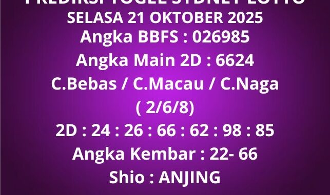 Prediksi Togel Sydney Lotto Prediksi Togel Sydney Lotto