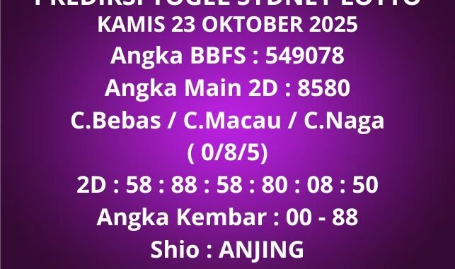 Prediksi Togel Sydney Lotto Prediksi Togel Sydney Lotto