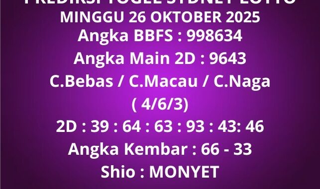 Prediksi Togel Sydney Lotto Prediksi Togel Sydney Lotto