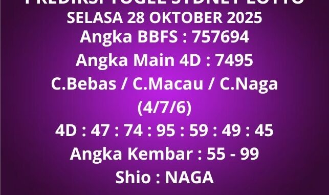 Prediksi Togel Sydney Lotto