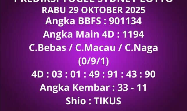 Prediksi Togel Sydney Lotto Prediksi Togel Sydney Lotto