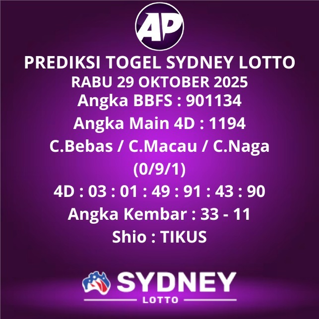 Prediksi Togel Sydney Lotto