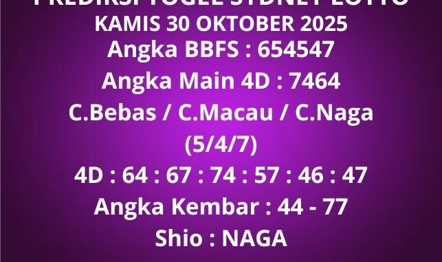 Prediksi Togel Sydney Lotto Prediksi Togel Sydney Lotto