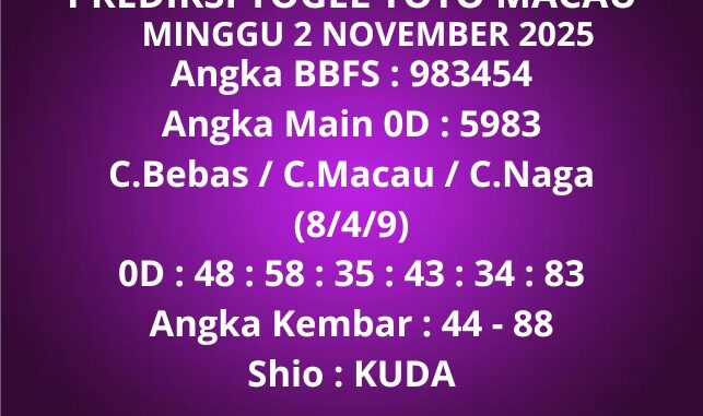 Prediksi Togel Toto Macau
