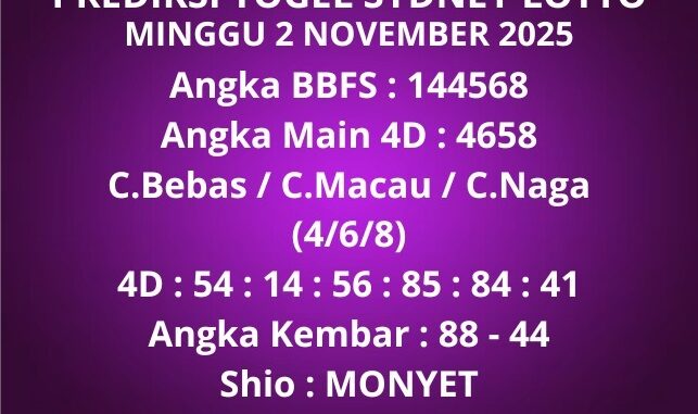Prediksi Togel Sydney Lotto