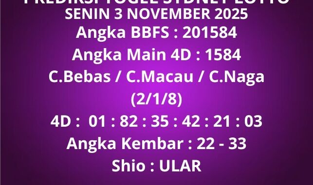 Prediksi Togel Sydney Lotto
