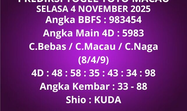 Prediksi Togel Toto Macau