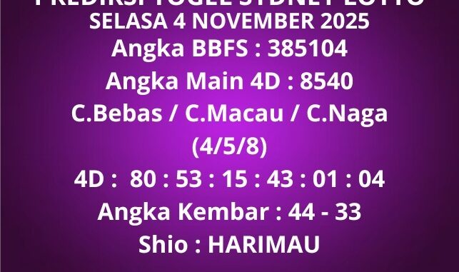 Prediksi Togel Sydney Lotto