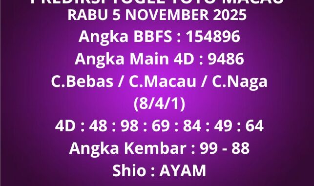 Prediksi Togel Toto Macau
