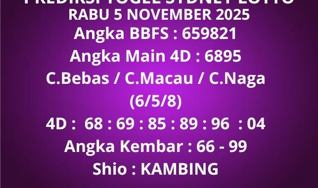 Prediksi Togel Sydney Lotto