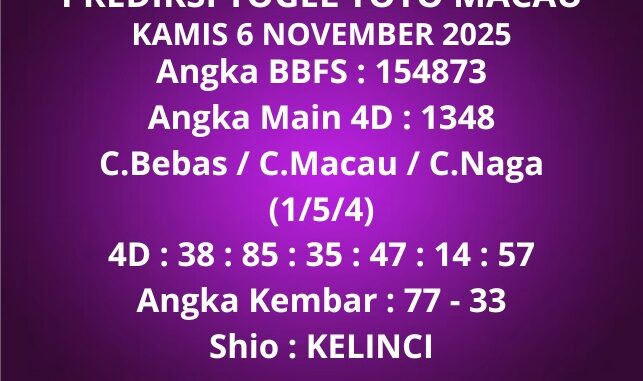Prediksi Togel Toto Macau