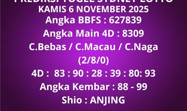 Prediksi Togel Sydney Lotto