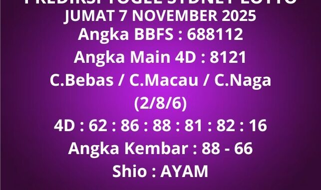 Prediksi Togel Sydney Lotto