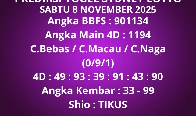 Prediksi Togel Sydney Lotto