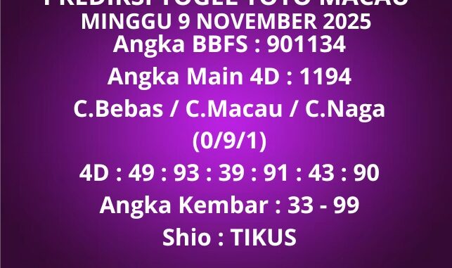 Prediksi Togel Toto Macau
