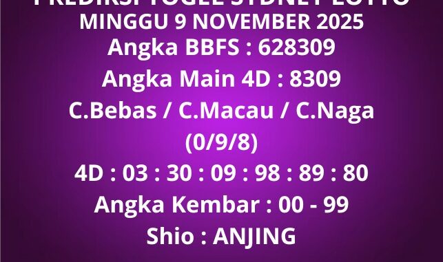 Prediksi Togel Sydney Lotto