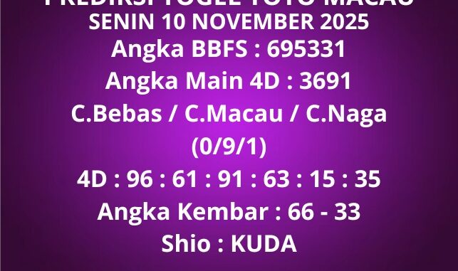 Prediksi Togel Toto Macau