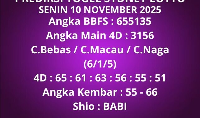 Prediksi Togel Sydney Lotto