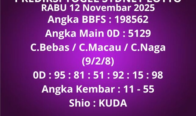 Prediksi Togel Sydney Lotto