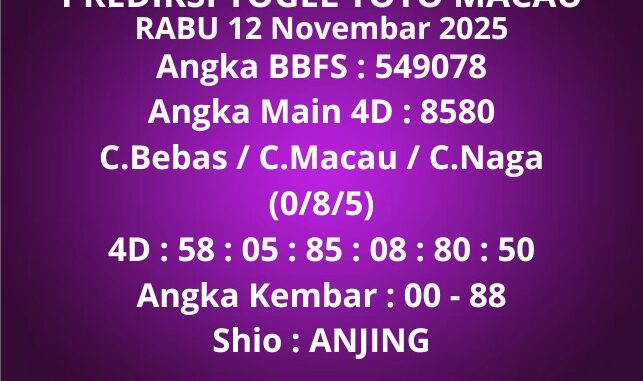 Prediksi Togel Toto Macau