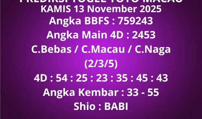 Prediksi Togel Toto Macau